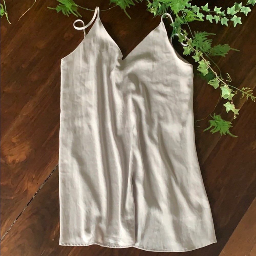 Taupe silky slip dress, large, by Audrey 3+1